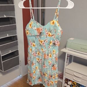 Absolutely Floral Print Chemise in Aqua and Yellow